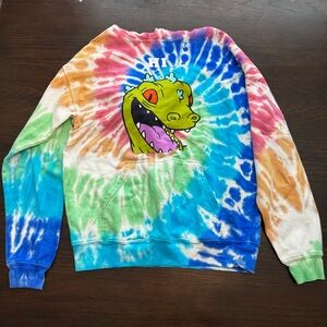 Rugrats Reptar Tie Dye “Hi” Men's Small Hoodie Nickelodeon